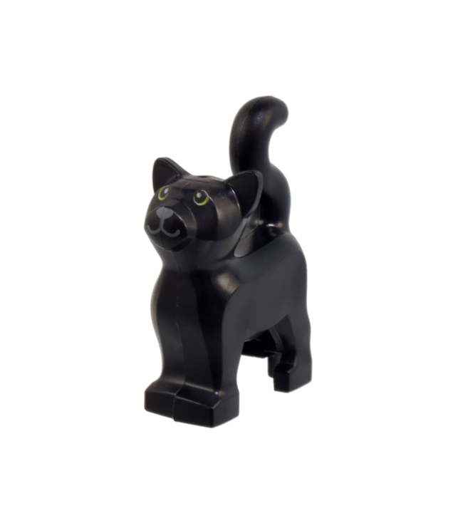 LEGO - Kat, staand met limoenkleurige ogen en donkergrijsblauwe neus en mond (Thackery Binx) - Black | N