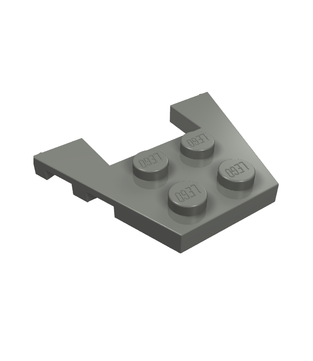 LEGO - Wig, plaat 3 x 4 met inkepingen voor noppen - Dark Bluish Gray | N