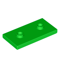 LEGO - Plaat, gemodificeerd 2 x 4 met 2 noppen (dubbele jumper) - Bright Green | N - Thumbnail