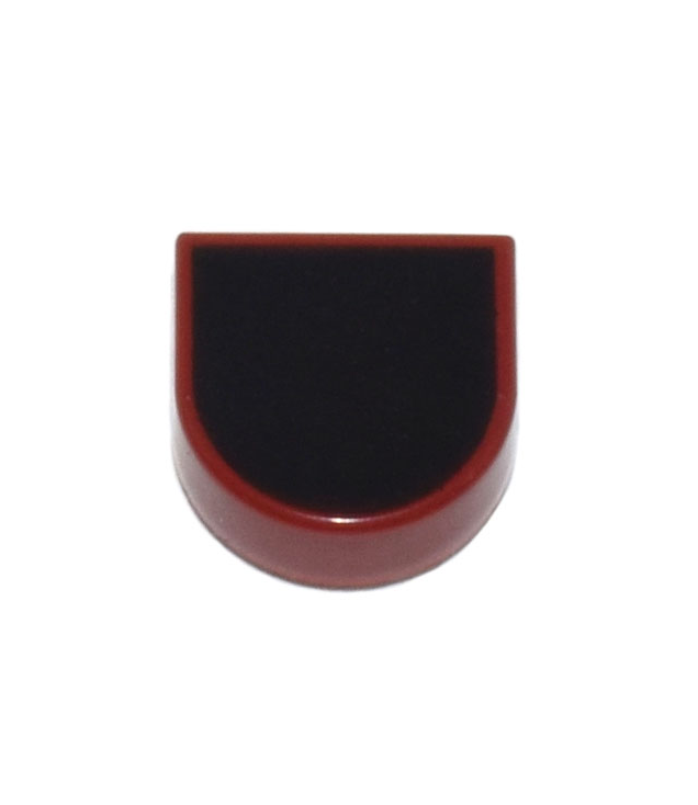 LEGO - Tegel, rond 1 x 1 halve cirkel verlengd met zwart oppervlakpatroon - Dark Red | N