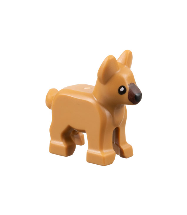 LEGO - Hond, Duitse herder pup met donkerbruine snuit, zwarte ogen en neus - Medium Nougat | N