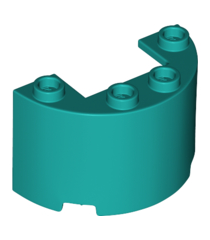 LEGO - Halve cilinder 2 x 4 x 2 met 1 x 2 uitsparing - Dark Turquoise | N - Thumbnail