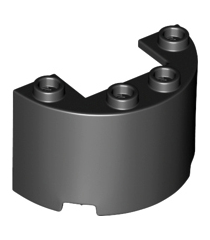 LEGO - Halve cilinder 2 x 4 x 2 met 1 x 2 uitsparing - Black | N - Thumbnail