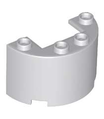 LEGO - Halve cilinder 2 x 4 x 2 met 1 x 2 uitsparing - Light Bluish Gray | N - Thumbnail