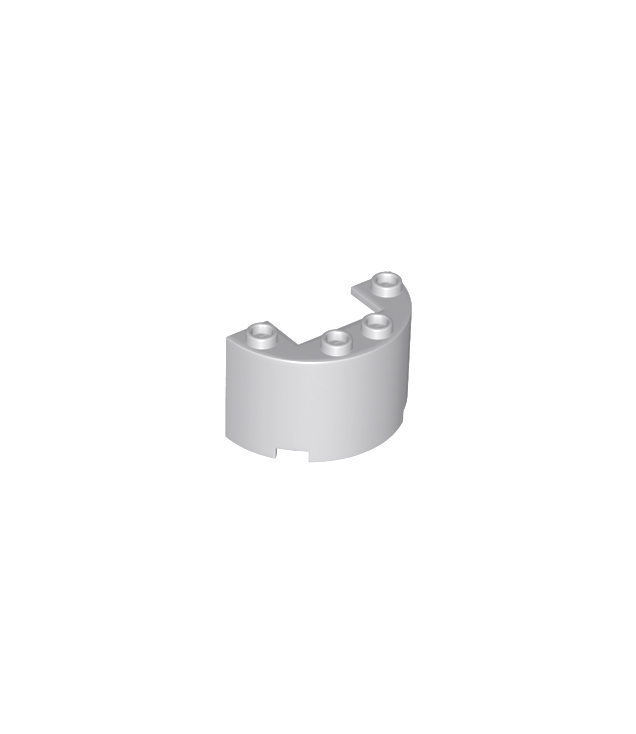 LEGO - Halve cilinder 2 x 4 x 2 met 1 x 2 uitsparing - Light Bluish Gray | N