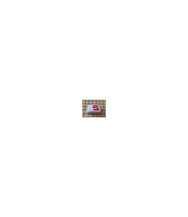 LEGO - Helling, gebogen 3 x 2 met rode ‘S’-opdruk - White | N