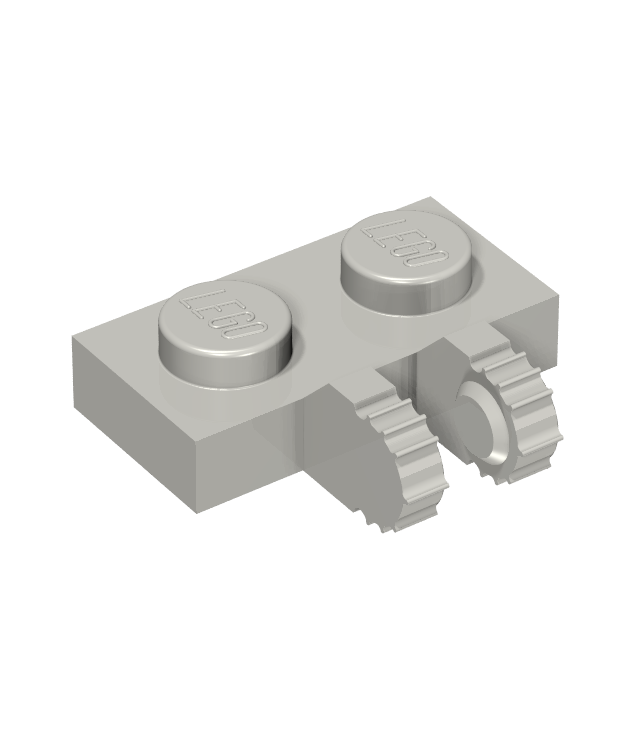 LEGO - Scharnierplaat 1 x 2 vergrendelend met 2 vingers aan zijkant en 7 tanden (50340) - Light Bluish Gray | N