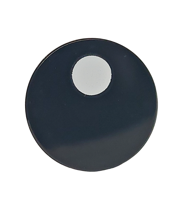 LEGO - Tegel, rond 2 x 2 met nophouder aan onderzijde met kleine witte cirkel / verschoven pupilpatroon - Black | N