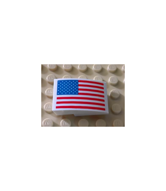 LEGO - Helling, gebogen 3 x 2 met Amerikaanse vlag - White | N