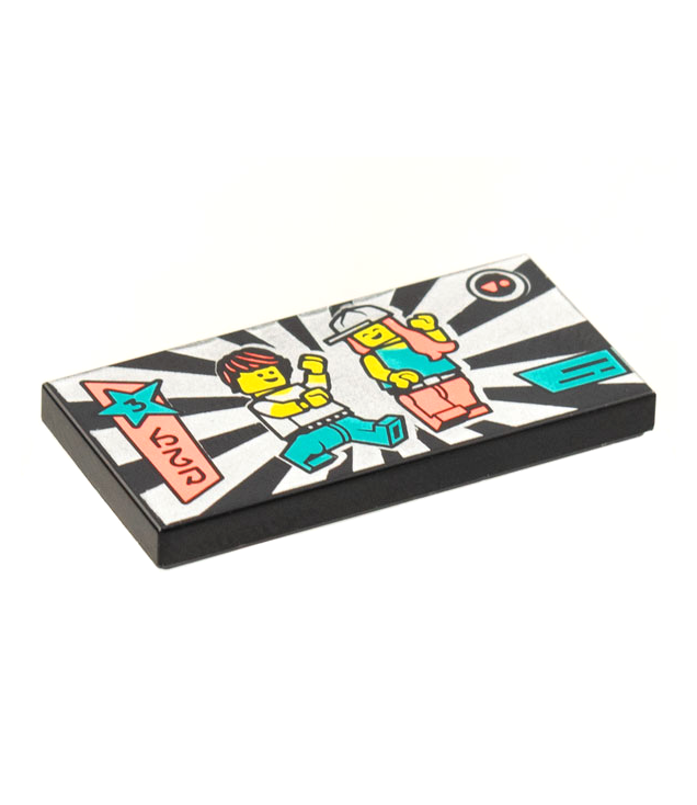 LEGO - Tegel 2 x 4 met dansvloer, zilveren zonnestraal en 2 dansers - Black | N