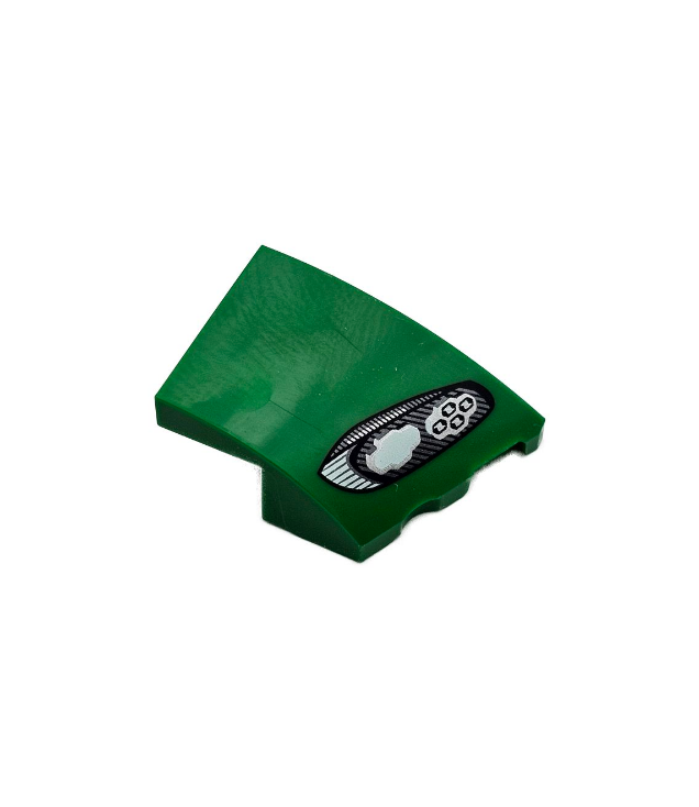 LEGO - Wig 3 x 2 rechts zonder noppen met Aston Martin koplamp, zwarte contour, witte en zilveren strepen en 2 lampen - Green | N
