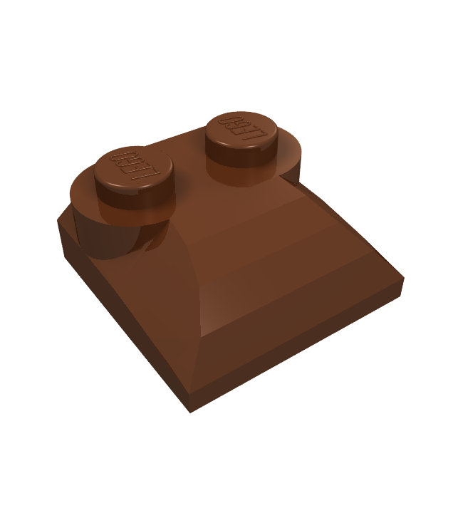 LEGO - Helling, gebogen 2 x 2 x 2/3 met 2 noppen en gebogen zijkanten - Reddish Brown | N