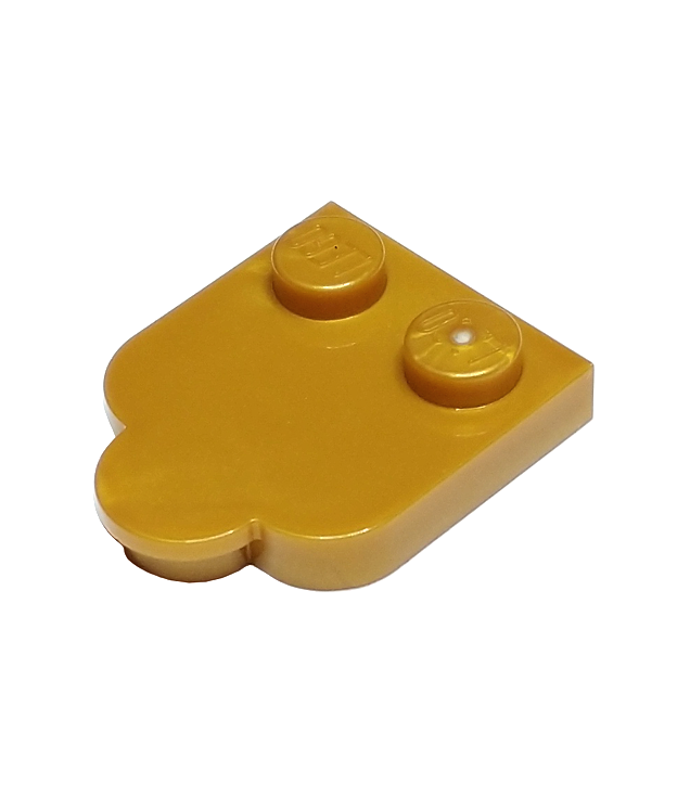 LEGO - Tegel, gemodificeerd 2 x 2 met noppen aan rand, afgeronde hoeken en 1 x 1 halve cirkeluitbreiding - Pearl Gold | N