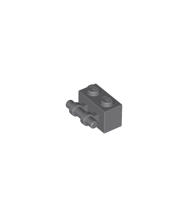 LEGO - Steen, gemodificeerd 1 x 2 met staaf-handgreep aan zijkant - Dark Bluish Gray | N
