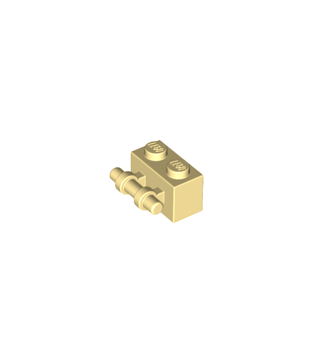 LEGO - Steen, gemodificeerd 1 x 2 met staaf-handgreep aan zijkant - Tan | N