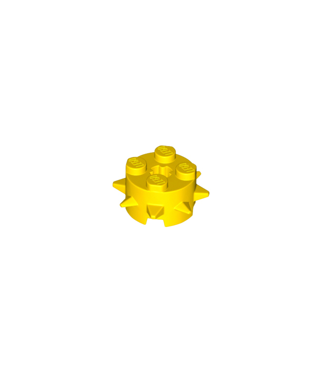 LEGO - Steen, rond 2 x 2 met spikes en as-gat - Yellow | N