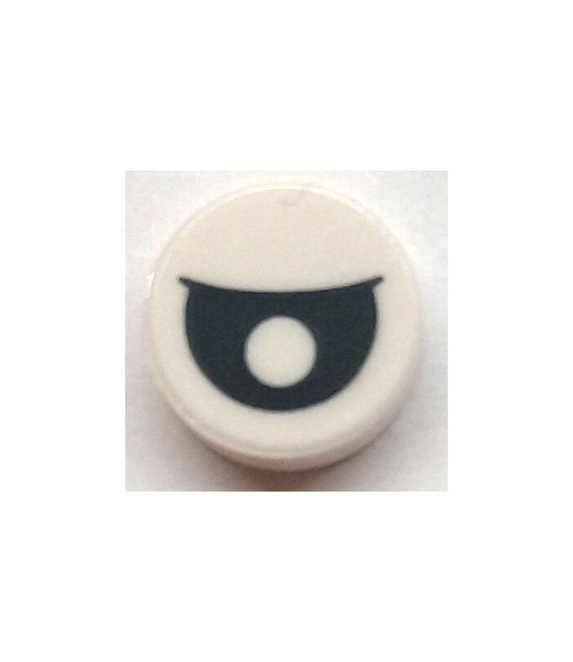 LEGO - Tegel, rond 1 x 1 met zwart halfgesloten oog en gecentreerde pupil - White | N
