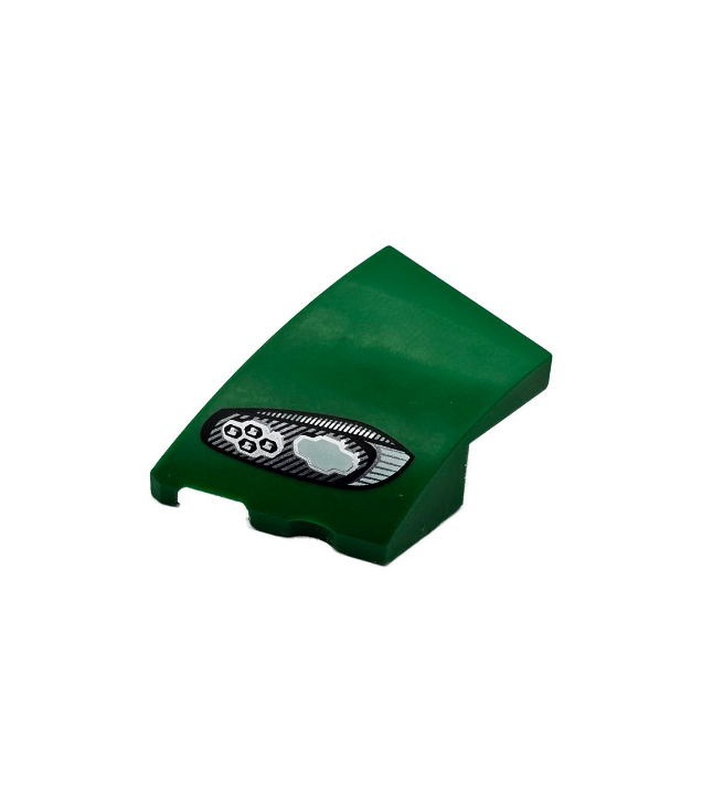 LEGO - Wig 3 x 2 links zonder noppen met Aston Martin koplamp, zwarte contour, witte en zilveren strepen en 2 lampen - Green | N